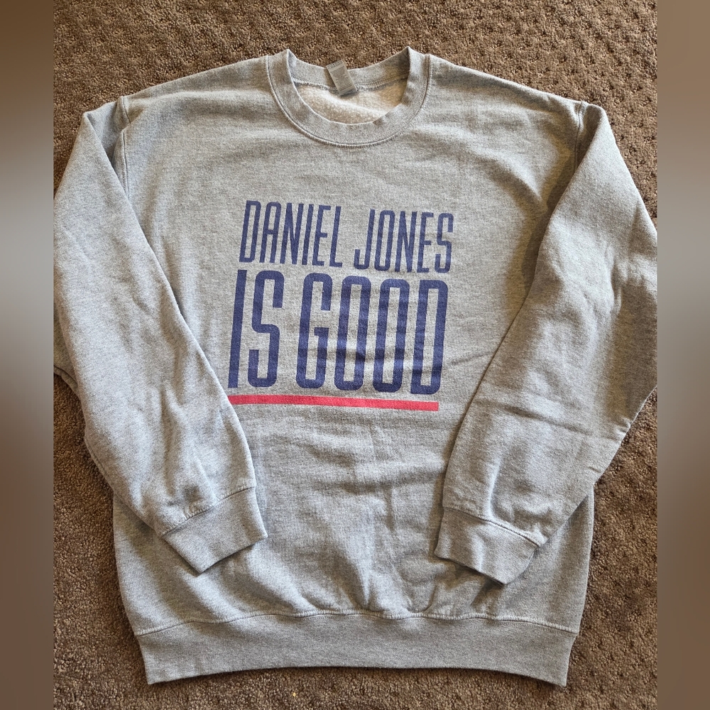 Gildan Gray Crewneck Sweatshirt with Navy Text and Red Accent